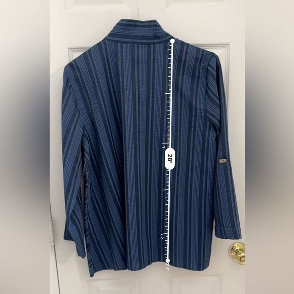 Ali Miles Tunic Blouse Size Large Navy Blue Lagenlook Boxy Flowy Artsy - Picture 5 of 6